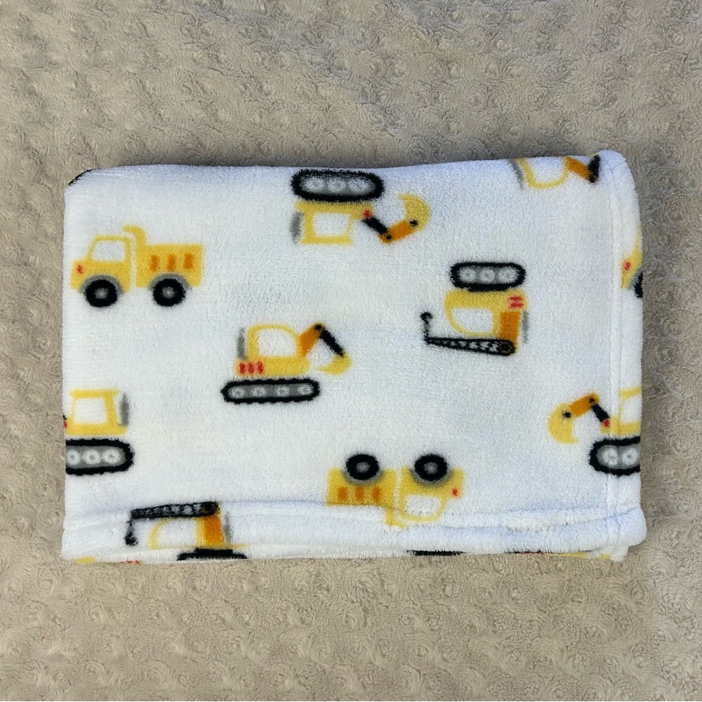 Baby by Bon Bebe Construction Equipment Blanket Yellow White Dump Truck
